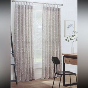 NWOT 2 units Linden Street 84” Linen Cream/Pink/Gray Paisley Curtains